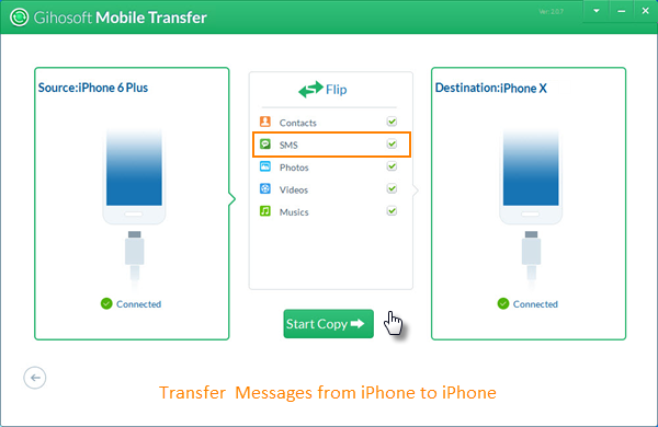 Method 2 Transfer Messages from iPhone to iPhone via Gihosoft Mobile Transfer