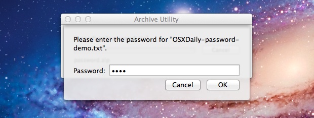 Password Protect Zip File in Mac OS X